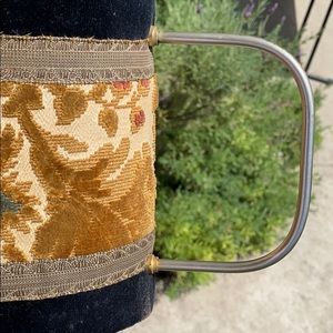 Vintage Antique carpet bag small barrel purse